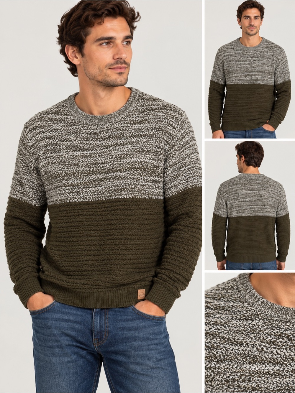 Weatherproof Vintage Men’s Colorblock Textured Knit Crewneck Sweater XL